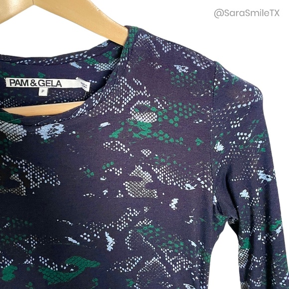 PAM & GELA Snakeskin Print Bodycon Long Sleeve Mini Dress - Picture 7 of 11